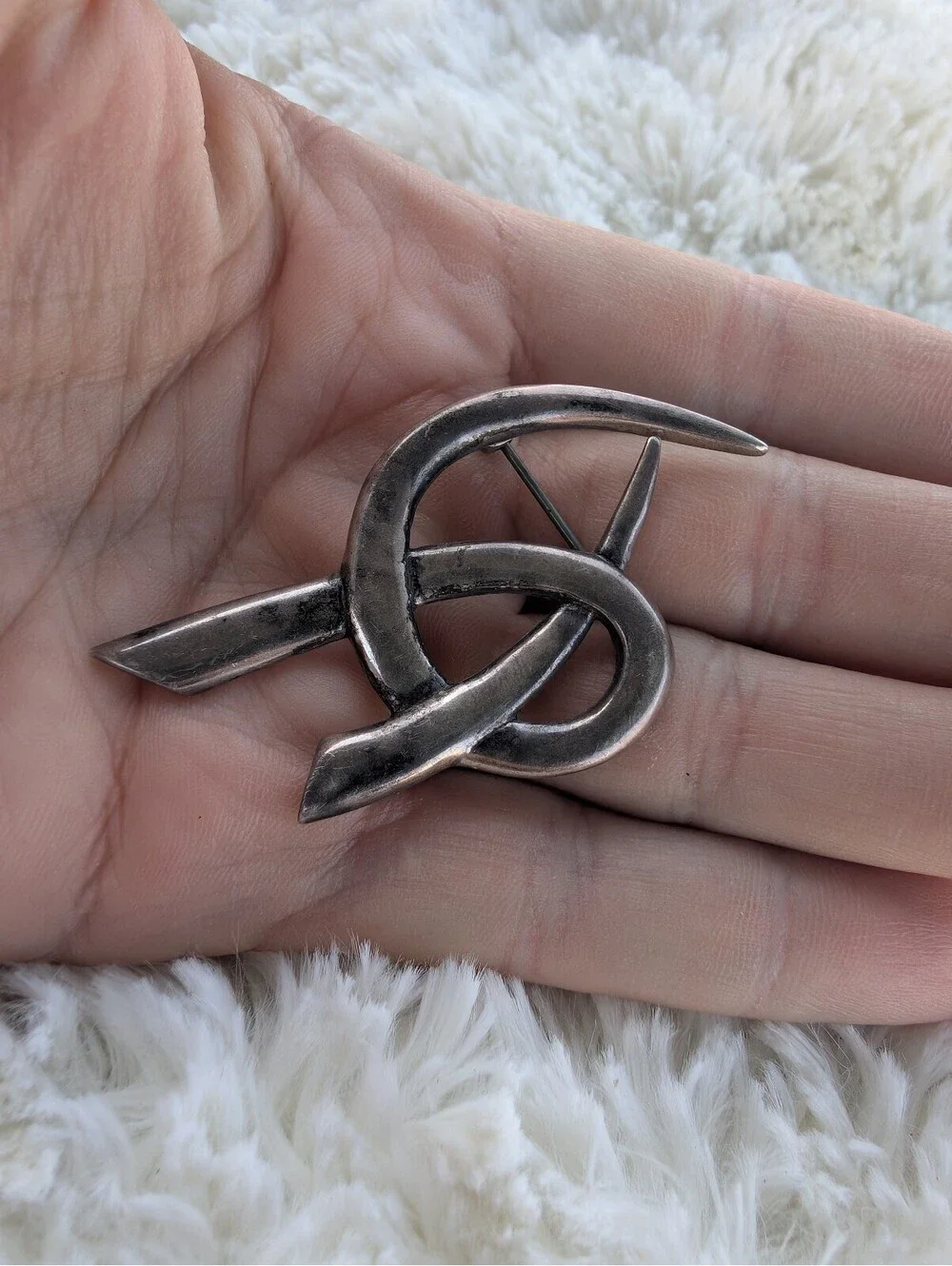 Vintage Abstract Sterling Silver Brooch Pin